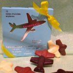A close up of some airplane shaped candies